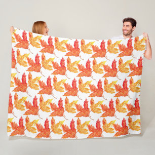 Autumn leaves watercolor Fall Rustic Tree Fleece Blanket