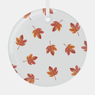 Autumn Leaves Watercolor Hand Drawn Glass Ornament