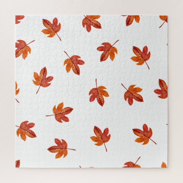 Autumn Leaves Watercolor Hand Drawn Jigsaw Puzzle (Vertical)