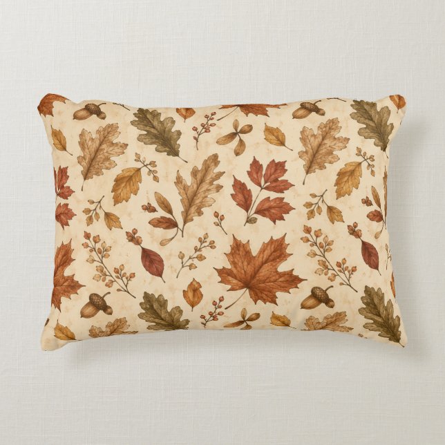 Autumn Leaves Watercolor Pattern  Accent Pillow (Front)