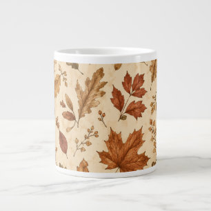 Autumn Leaves Watercolor Pattern Large Coffee Mug