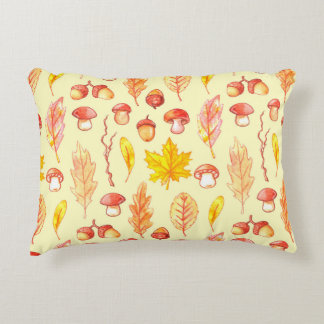 Autumn Leaves: Watercolor Retro Wallpaper Accent Pillow