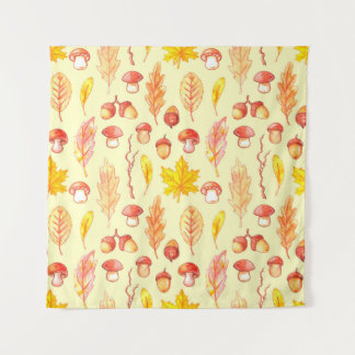 Autumn Leaves: Watercolor Retro Wallpaper Tapestry