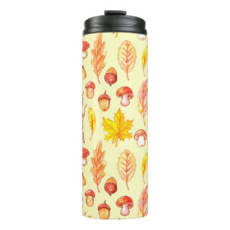 Autumn Leaves: Watercolor Retro Wallpaper Thermal Tumbler
