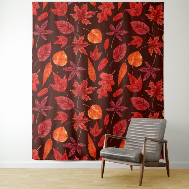 Autumn leaves watercolor tapestry (In Situ)