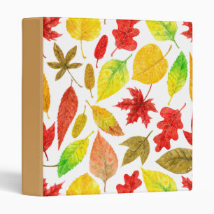 Autumn leaves watercolor white binder