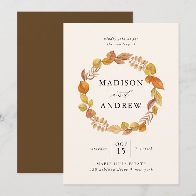 Autumn Leaves | Wedding Invitation (Front/Back)