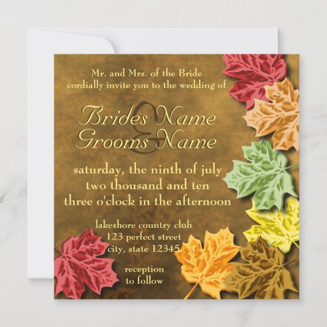 Autumn Leaves Wedding Invitation (Front)