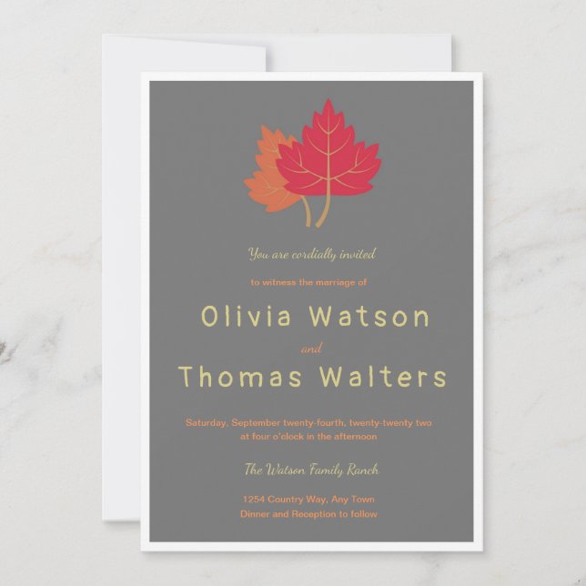 Autumn Leaves Wedding Invitation (Front)