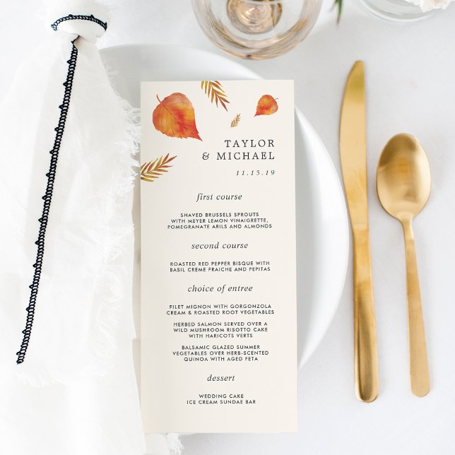 Autumn Leaves Wedding Menu Card (Creator Uploaded)
