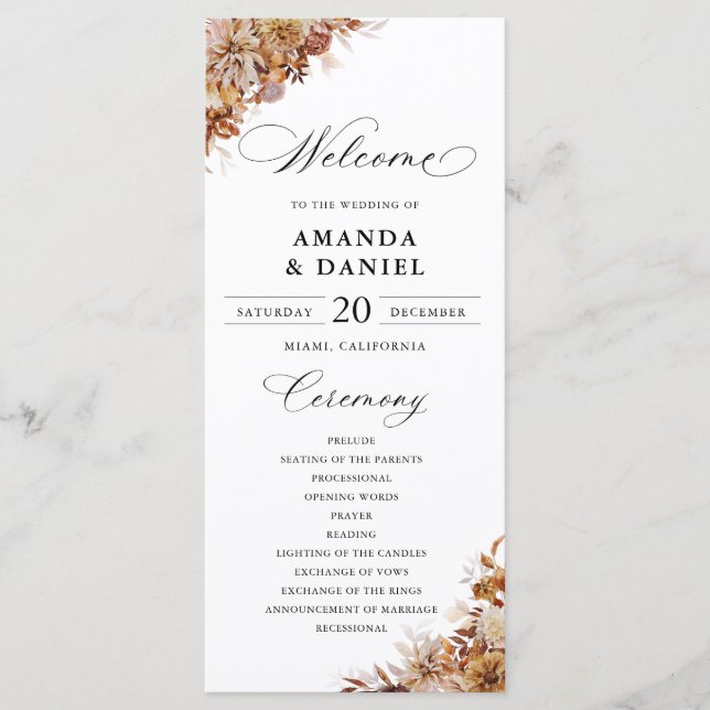 Autumn Leaves Wedding Program (Front)