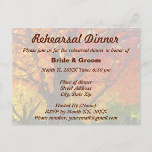 Autumn Leaves Wedding Rehearsal Dinner Postcard
