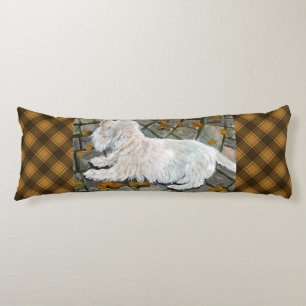 Autumn Leaves Westie on Patio Body Pillow