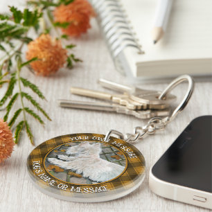 Autumn Leaves Westie on Patio Keychain
