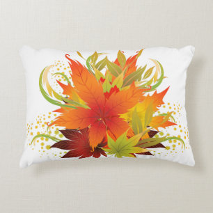 Autumn Leaves White Accent Pillow