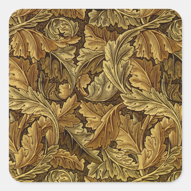 Autumn leaves William Morris pattern Square Sticker (Front)