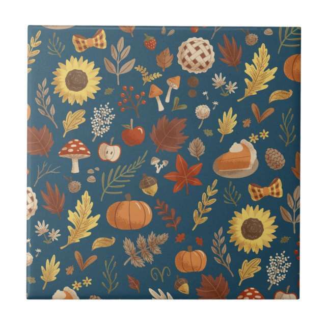 Autumn Leaves with a Dash of Thanksgiving Tile (Front)