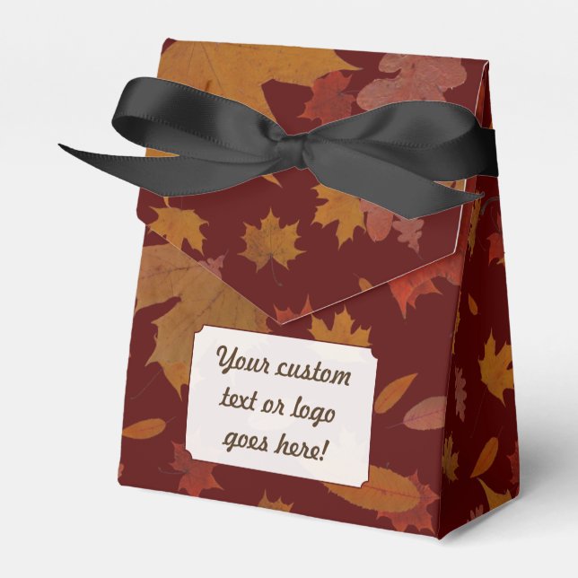 Autumn Leaves with Custom Colour and Text Favor Box (Front Side)