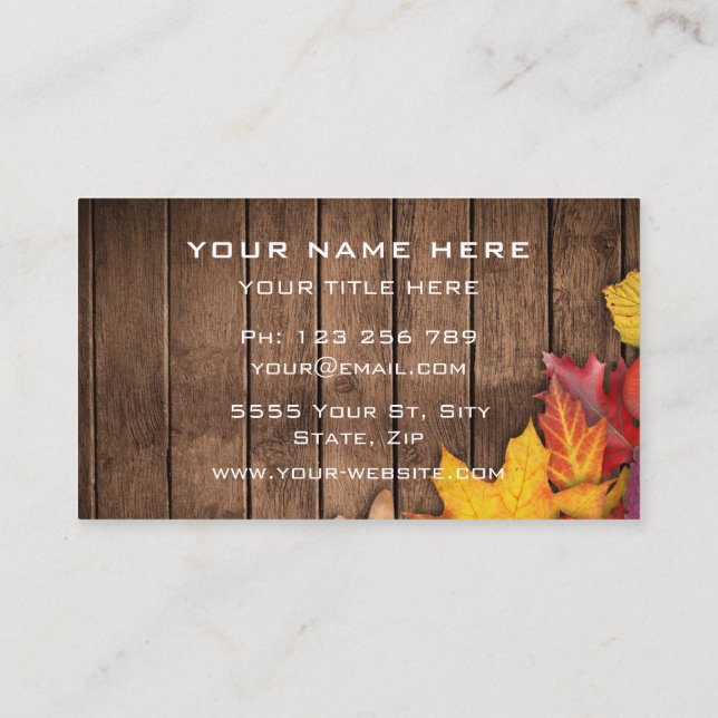 Autumn Leaves Wooden Board Your Business Card (Back)