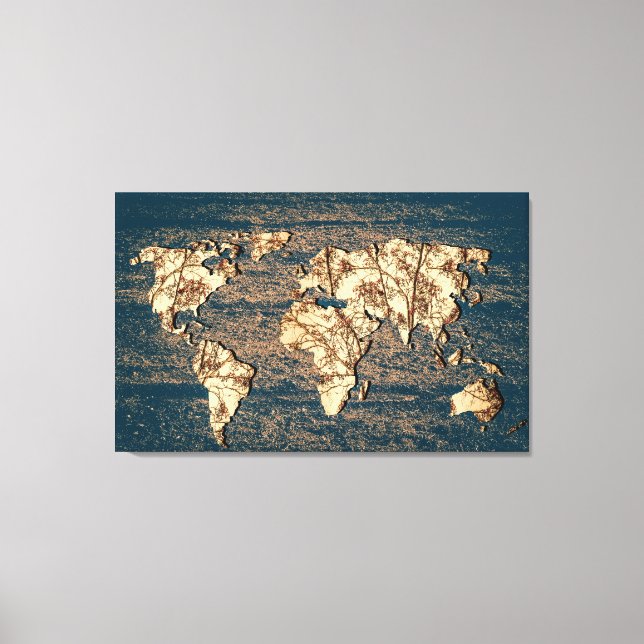 Autumn Leaves World Map Wall Art (Front)