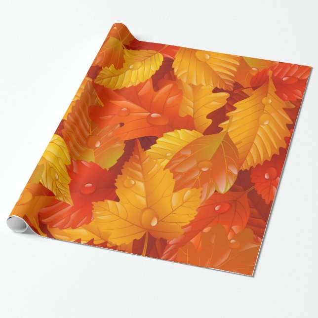 Autumn leaves wrapping paper (Unrolled)