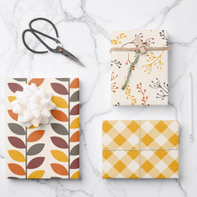 Autumn Leaves Wrapping Paper Sheet (Front)