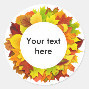 Autumn leaves wreath classic round sticker