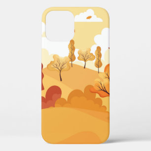 Autumn leaves. Yellow autumnal garden leaf, red fa iPhone 12 Case