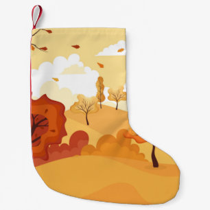 Autumn leaves. Yellow autumnal garden leaf, red fa Small Christmas Stocking