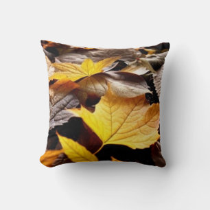 Autumn leaves yellow brown beautiful classic art throw pillow