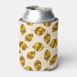 Autumn Leaves Yellow Leaf Pattern on any Colour Can Cooler