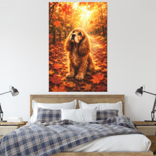Autumn Light Cocker Spaniel Puppy – Cozy Fall Fore Canvas Print