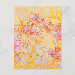 Autumn Lilies - Digital Watercolor Postcard