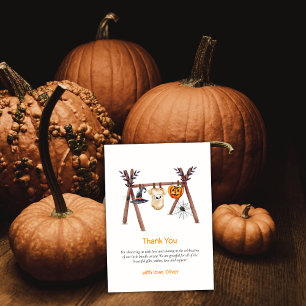 Autumn Little Boo Halloween Clothes Baby Shower  Thank You Card