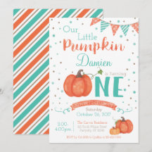 Autumn Little Pumpkin 1st Birthday Invitation