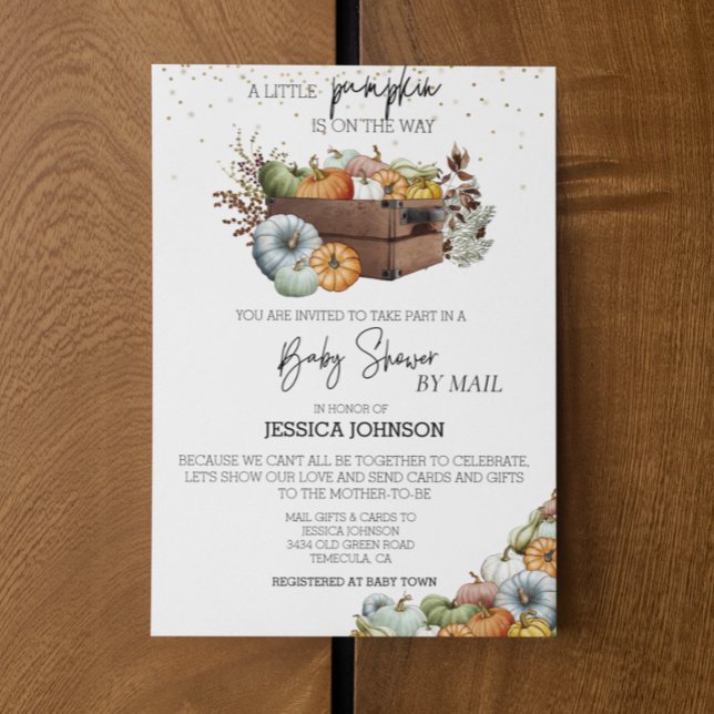 Autumn Little Pumpkin Baby Shower By Mail Invitation (Creator Uploaded)