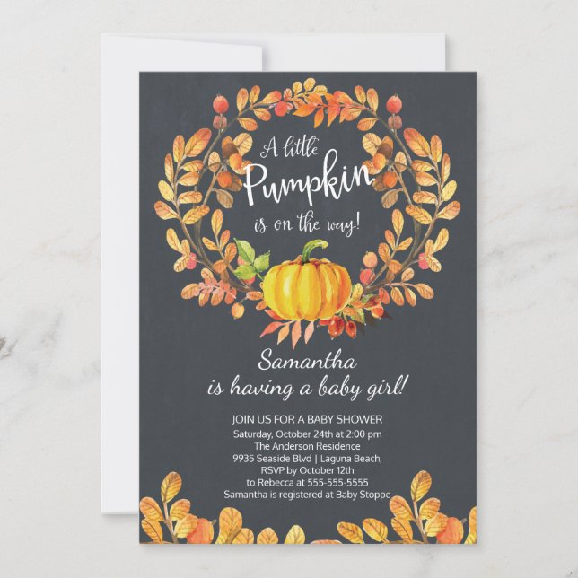 Autumn Little Pumpkin Baby Shower Invitation (Front)