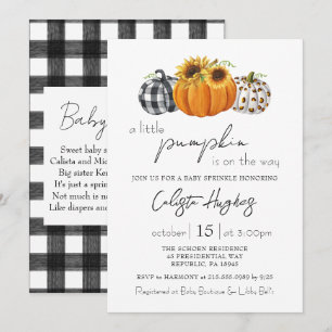 Autumn Little Pumpkin Sunflower Baby Sprinkle Invitation