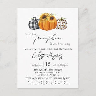 Autumn Little Pumpkin Sunflower Baby Sprinkle Postcard