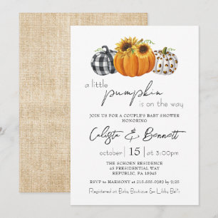Autumn Little Pumpkin Sunflower Couple Baby Shower Invitation