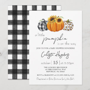 Autumn Little Pumpkin Sunflower Rustic Baby Shower Invitation