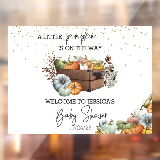 Autumn Little Pumpkin Watercolor Baby Shower    Window Cling (Sheet 2)