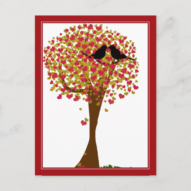 Autumn Love Birds Postcard (Front)
