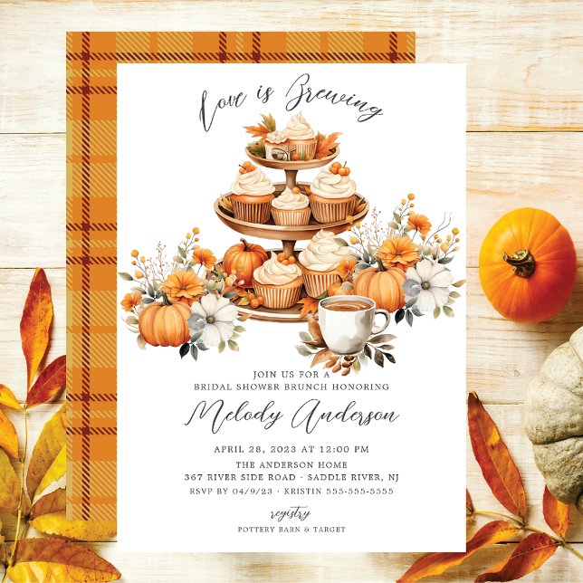 Autumn Love Is Brewing Bridal Brunch Invitation (Creator Uploaded)