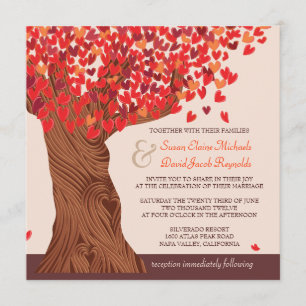 Autumn Love Romantic Oak Tree Wedding Invite