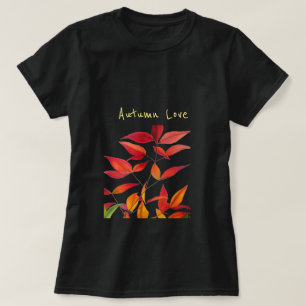 Autumn love slogan Autumn leaves watercolour T-Shirt