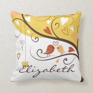 Autumn Lovebirds Personalized Pillow