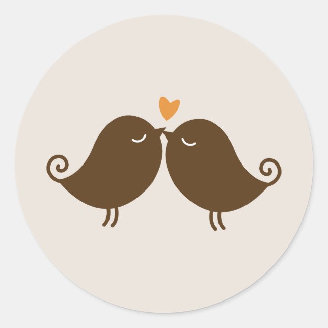 Autumn Lovebirds Wedding Classic Round Sticker (Front)