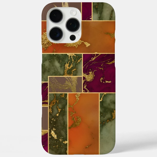 Autumn Luxury | Geometric Gold Jewel Tone Marble Case-Mate iPhone Case (Back)