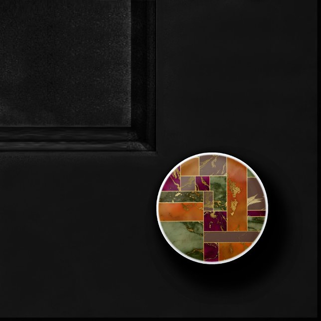 Autumn Luxury | Geometric Gold Jewel Tone Marble Ceramic Knob (Creator Uploaded)